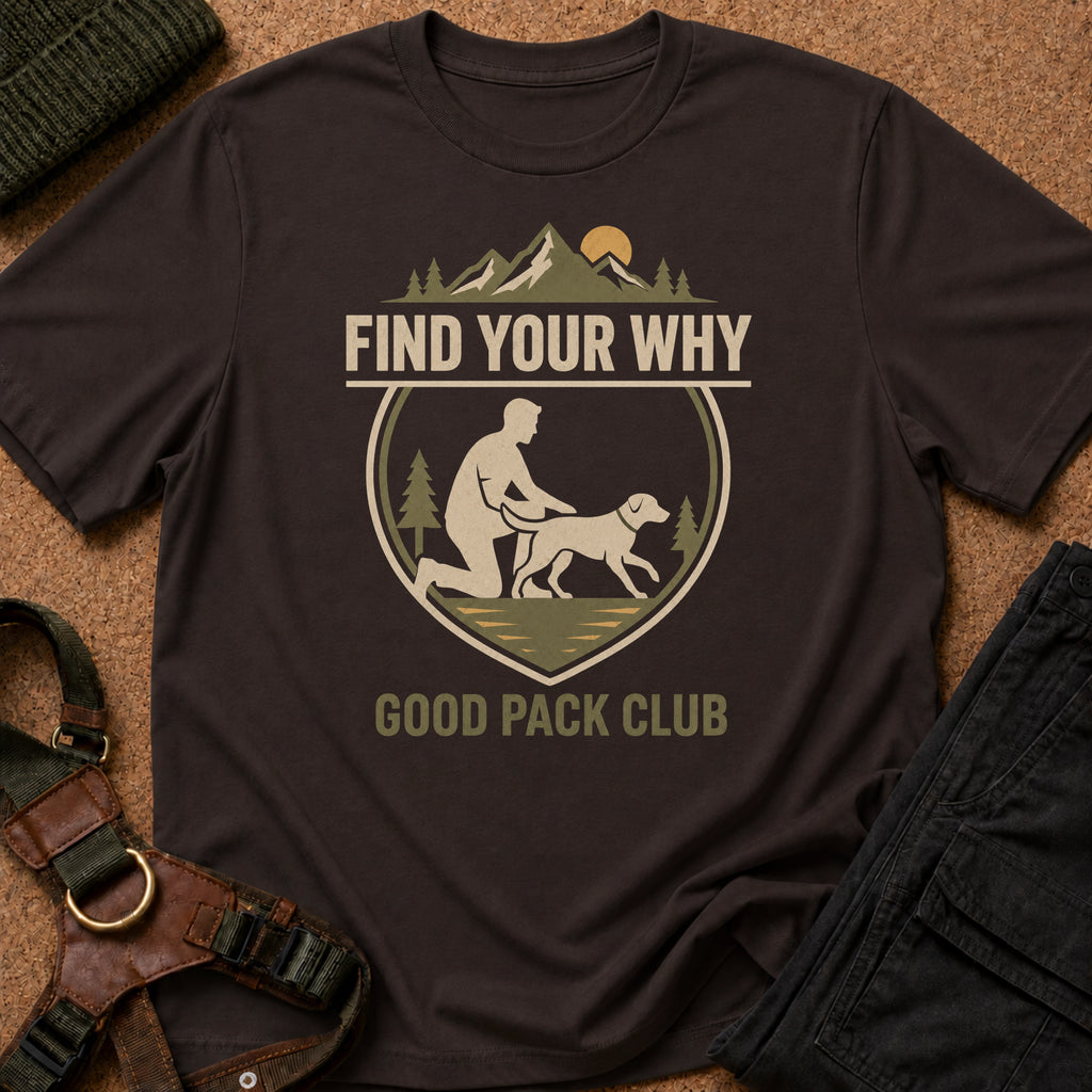 Camiseta con el lema «Encuentra tu porqué»