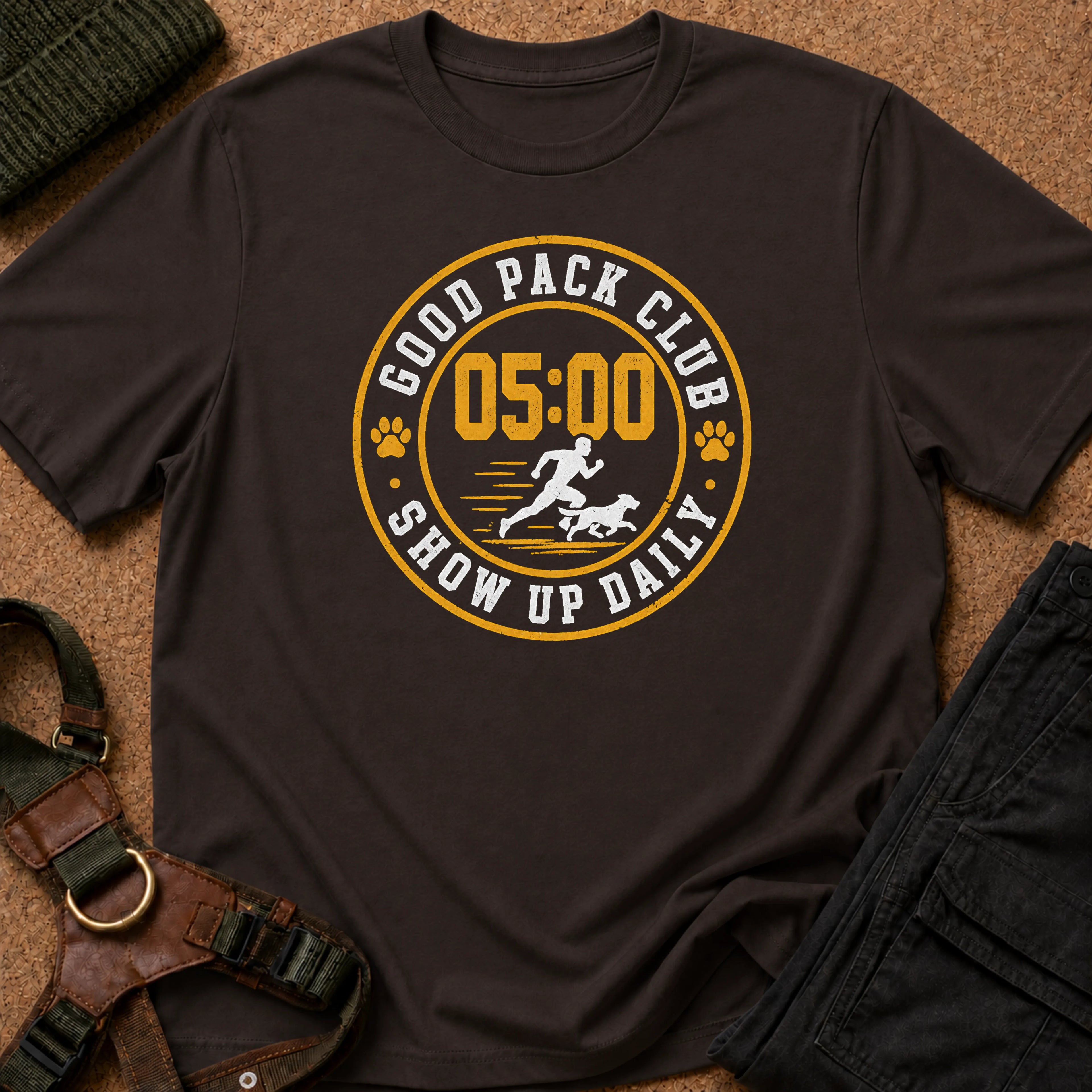 Show Up Daily Badge Tee