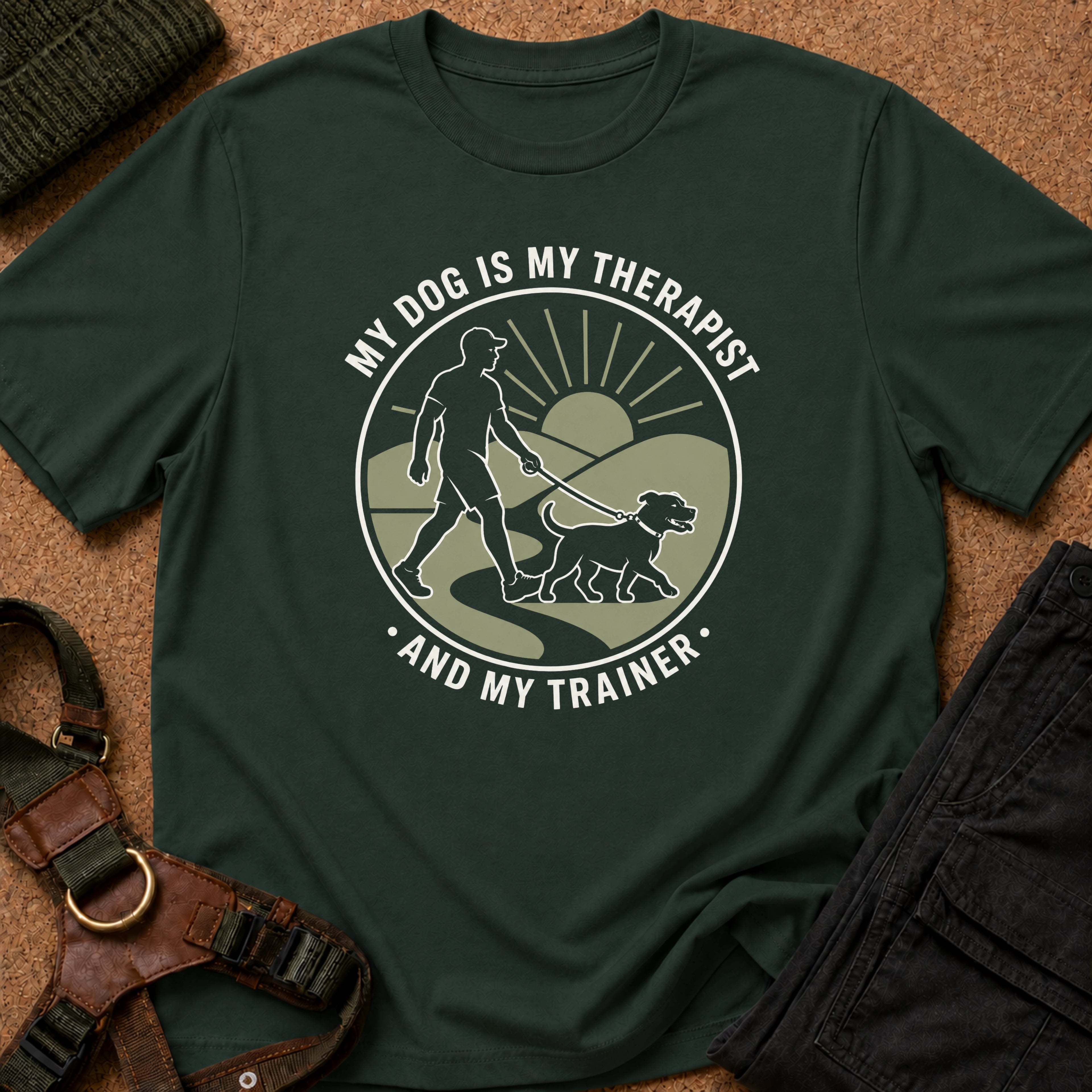 Mi perro es mi terapeuta y mi entrenador camiseta