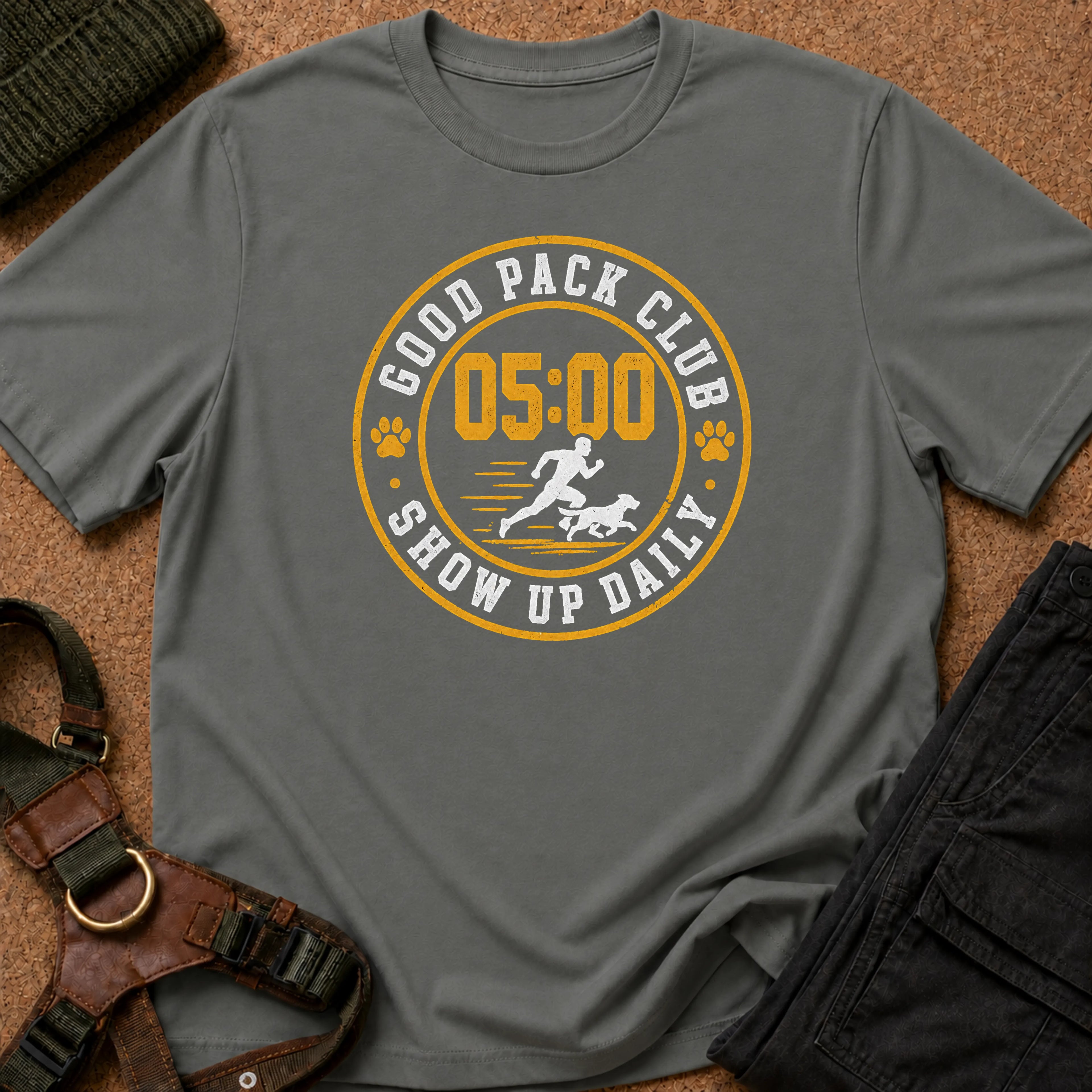 Show Up Daily Badge Tee