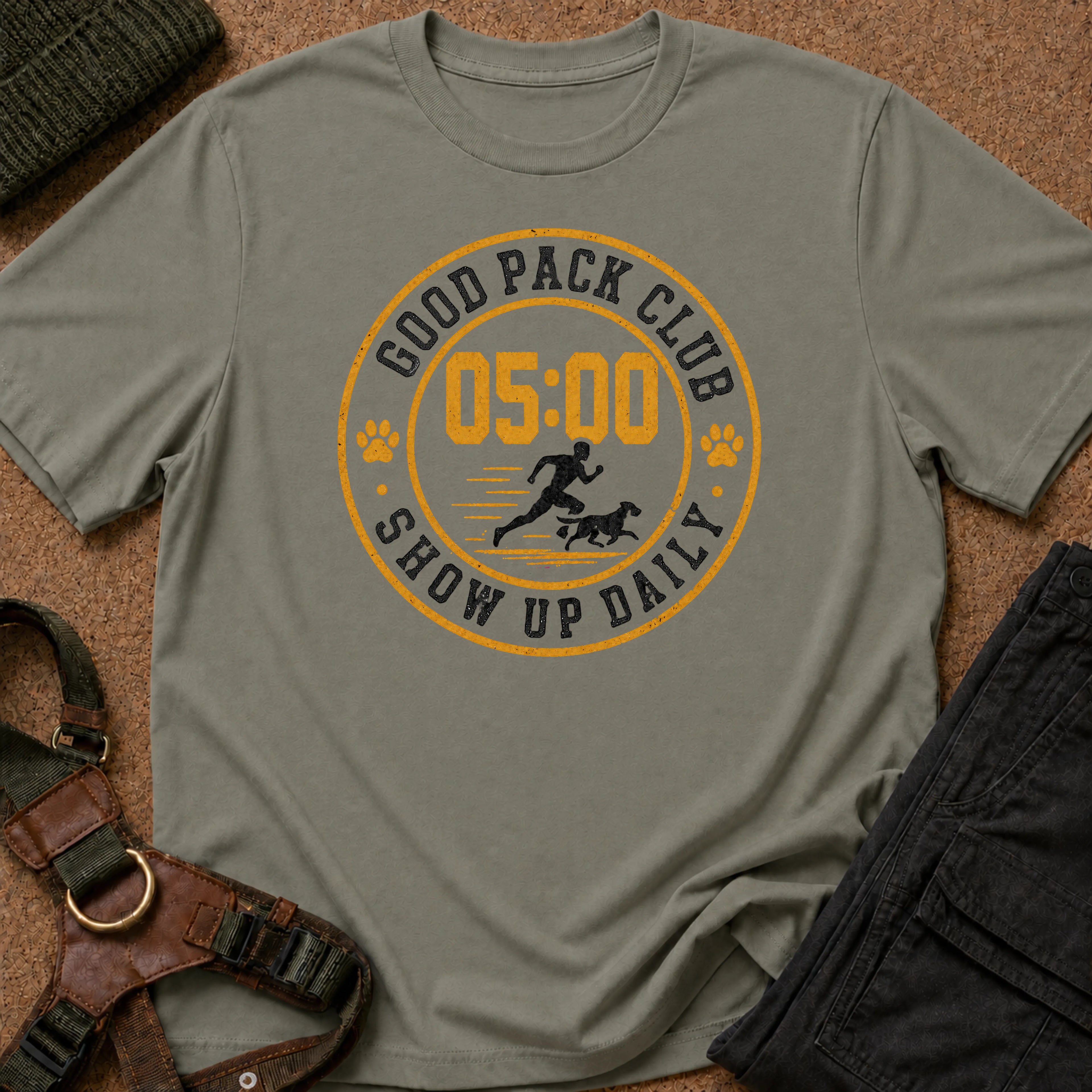 Show Up Daily Badge Tee