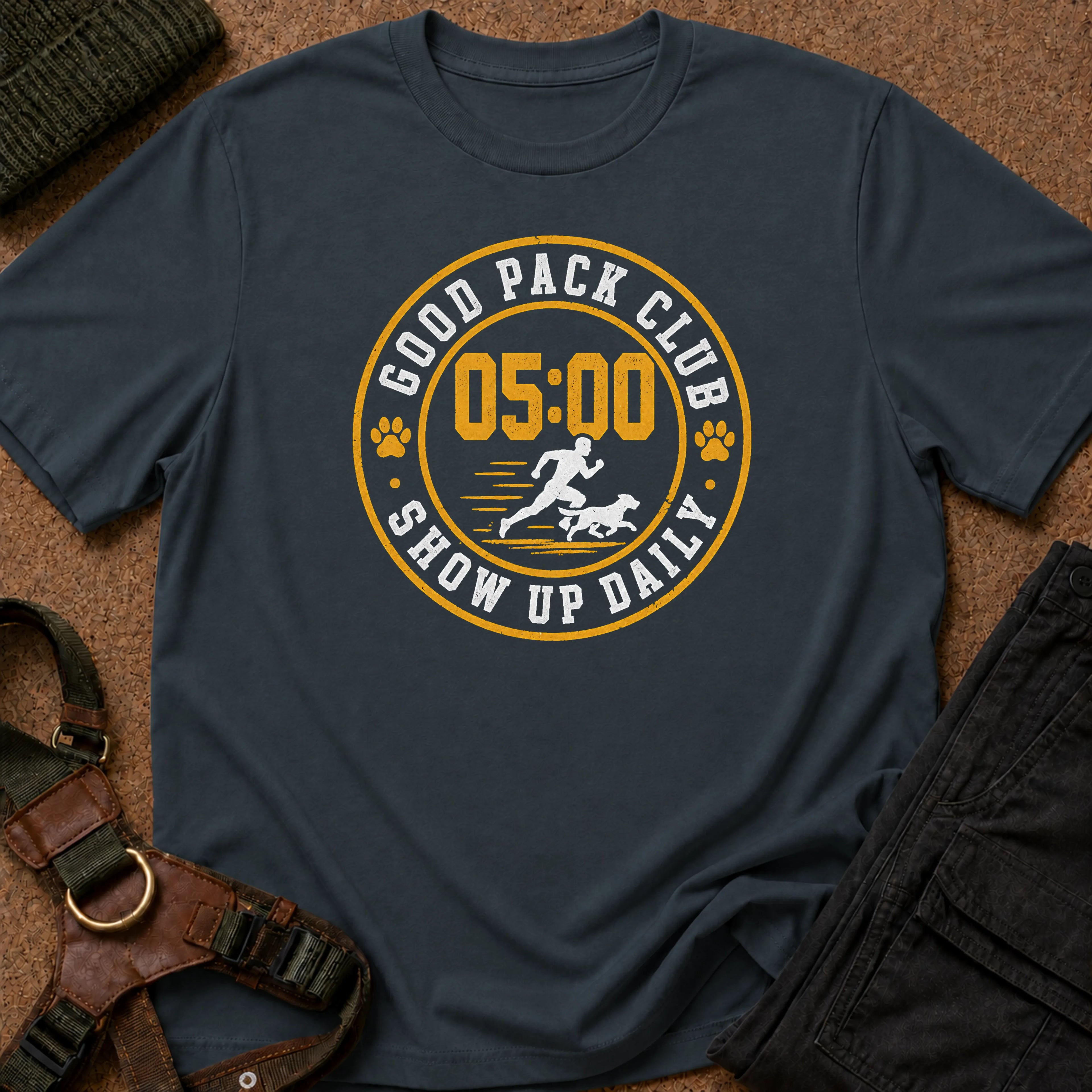 Show Up Daily Badge Tee