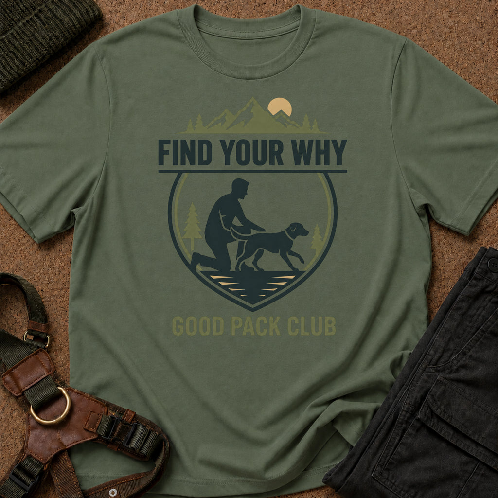 Camiseta con el lema «Encuentra tu porqué»