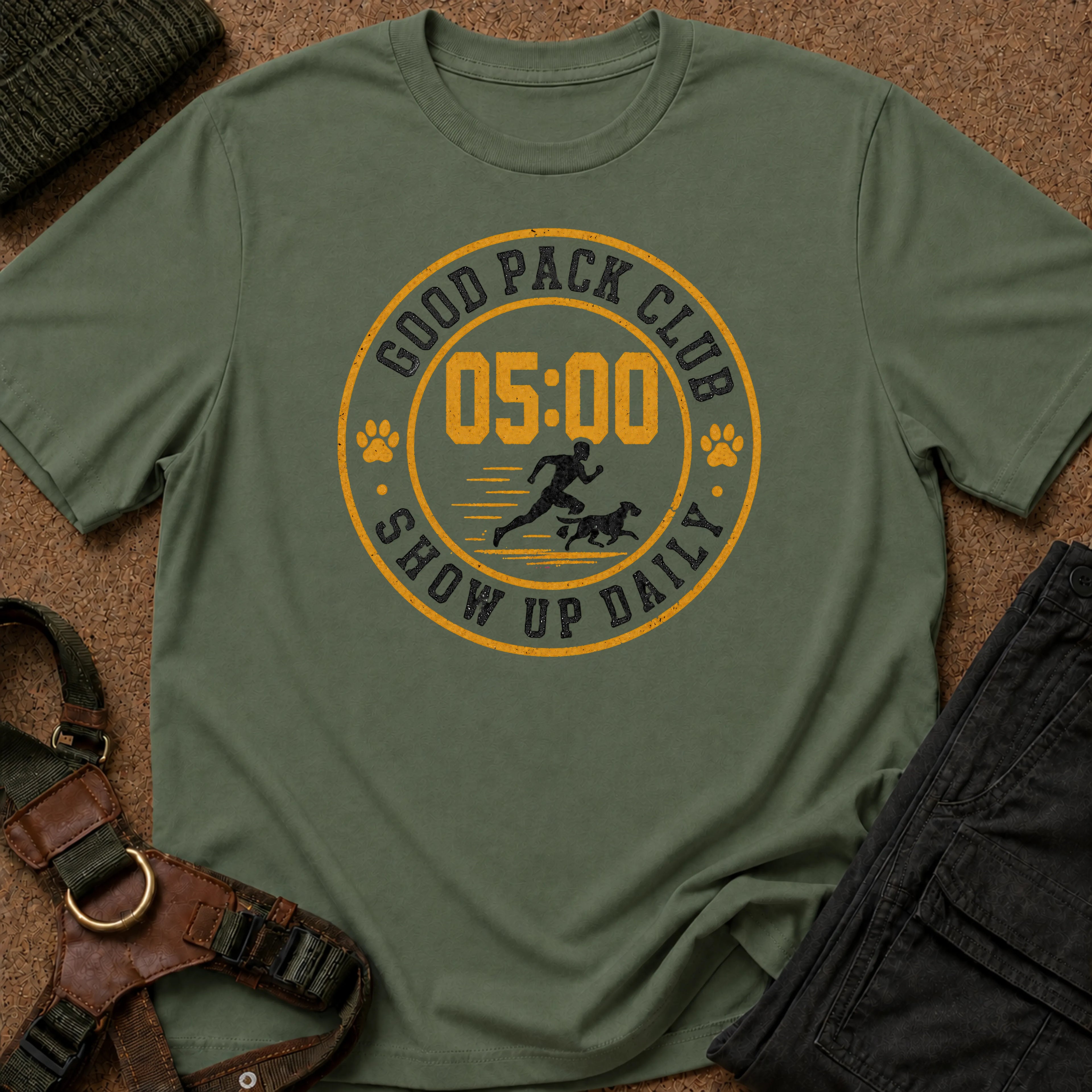 Show Up Daily Badge Tee
