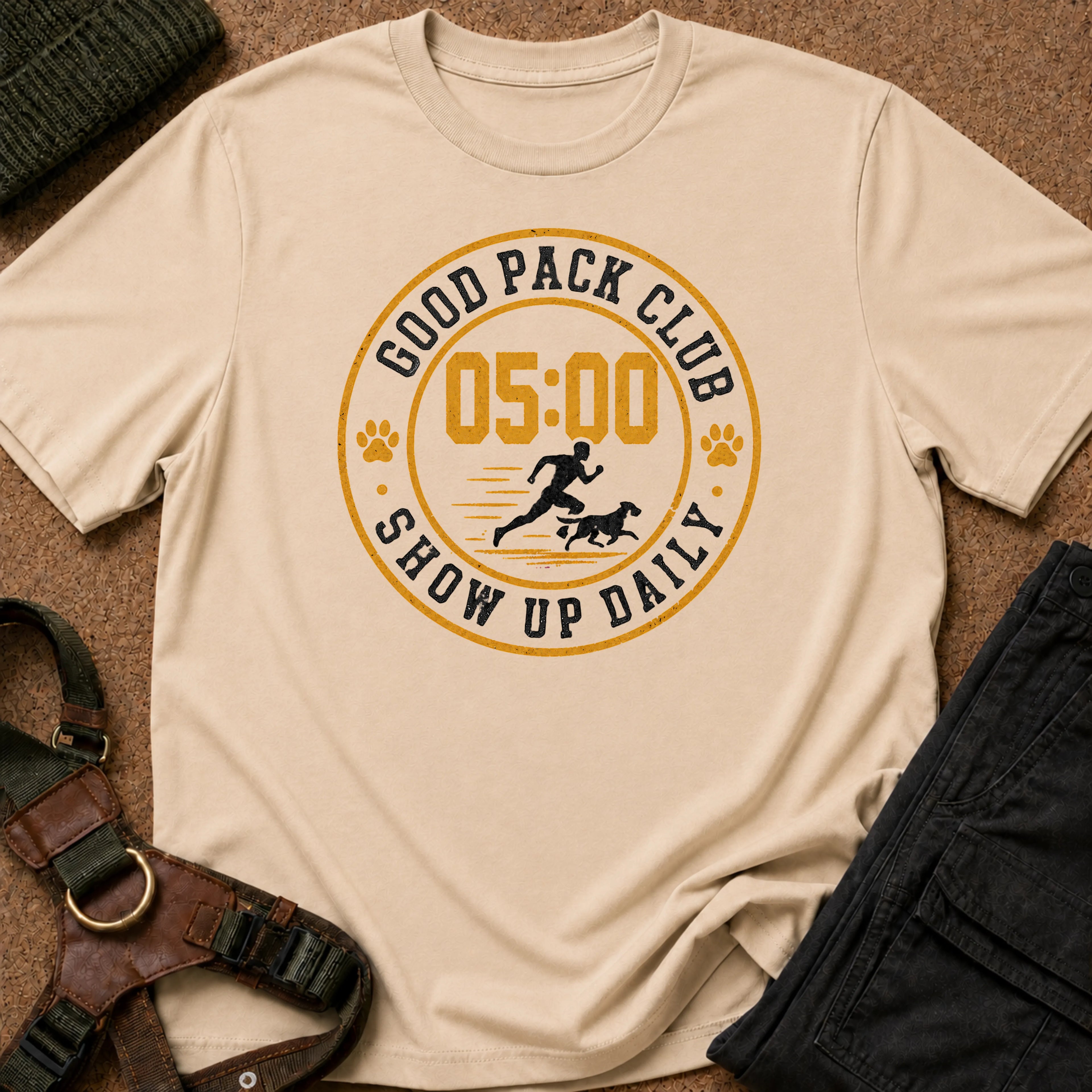 Show Up Daily Badge Tee
