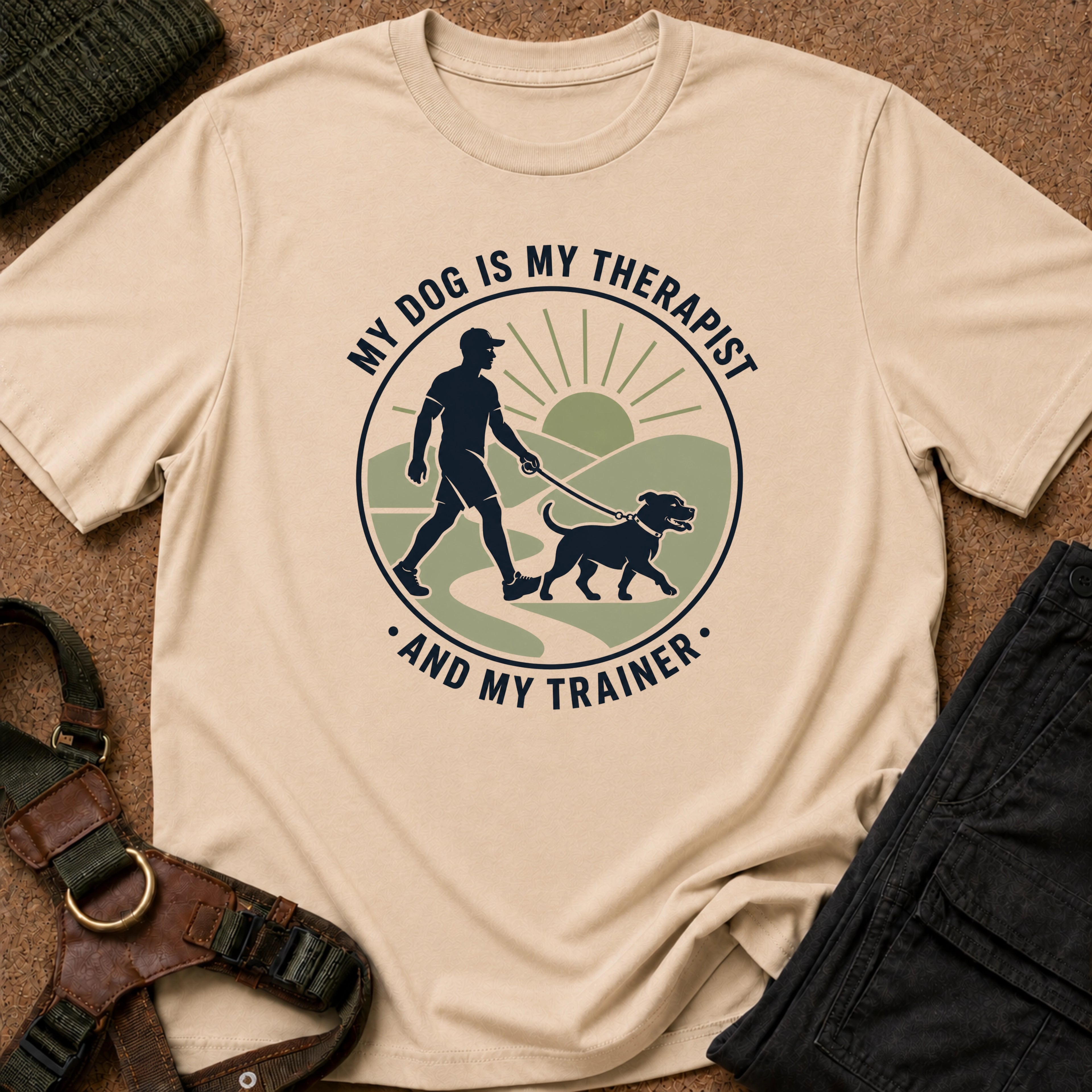 Mi perro es mi terapeuta y mi entrenador camiseta