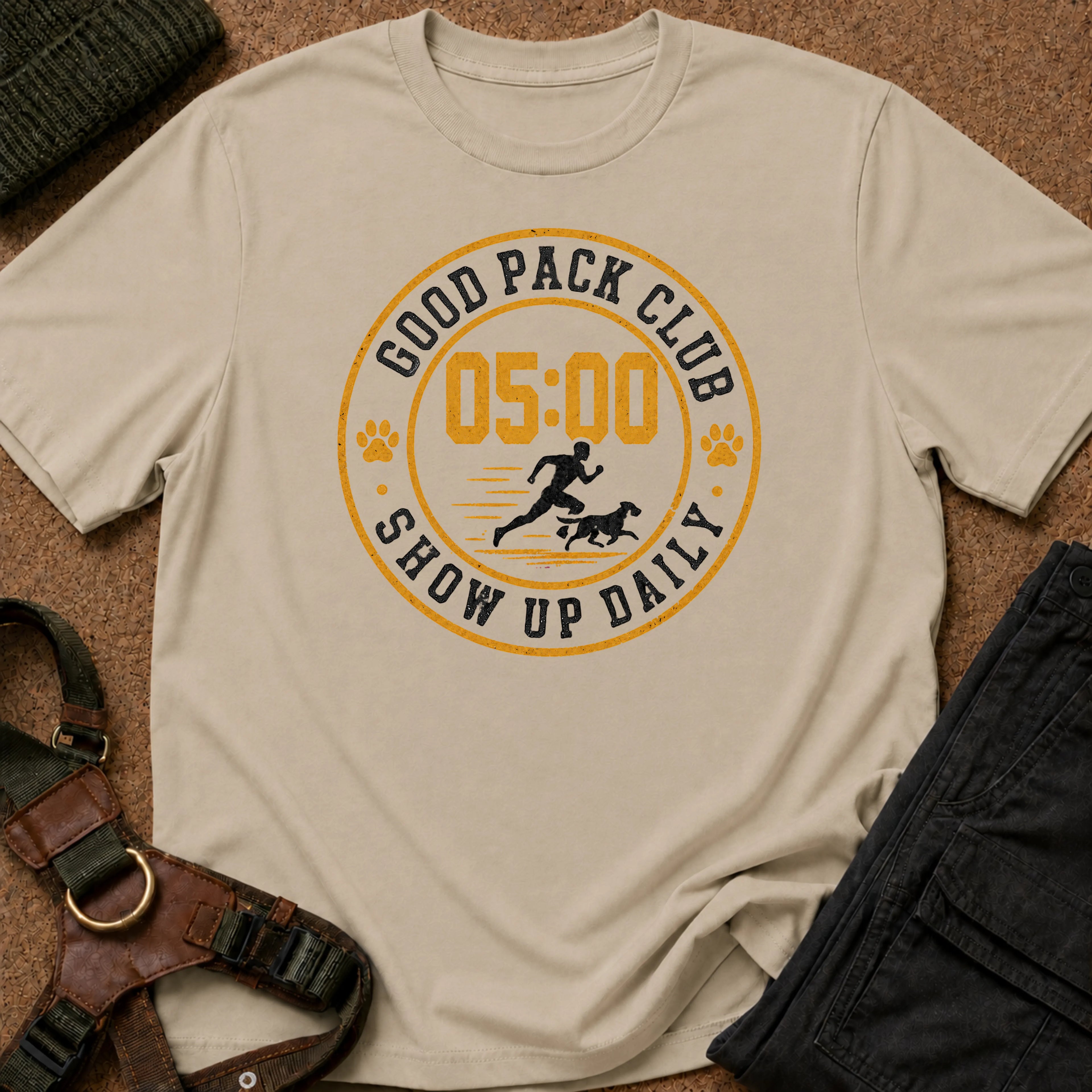 Show Up Daily Badge Tee