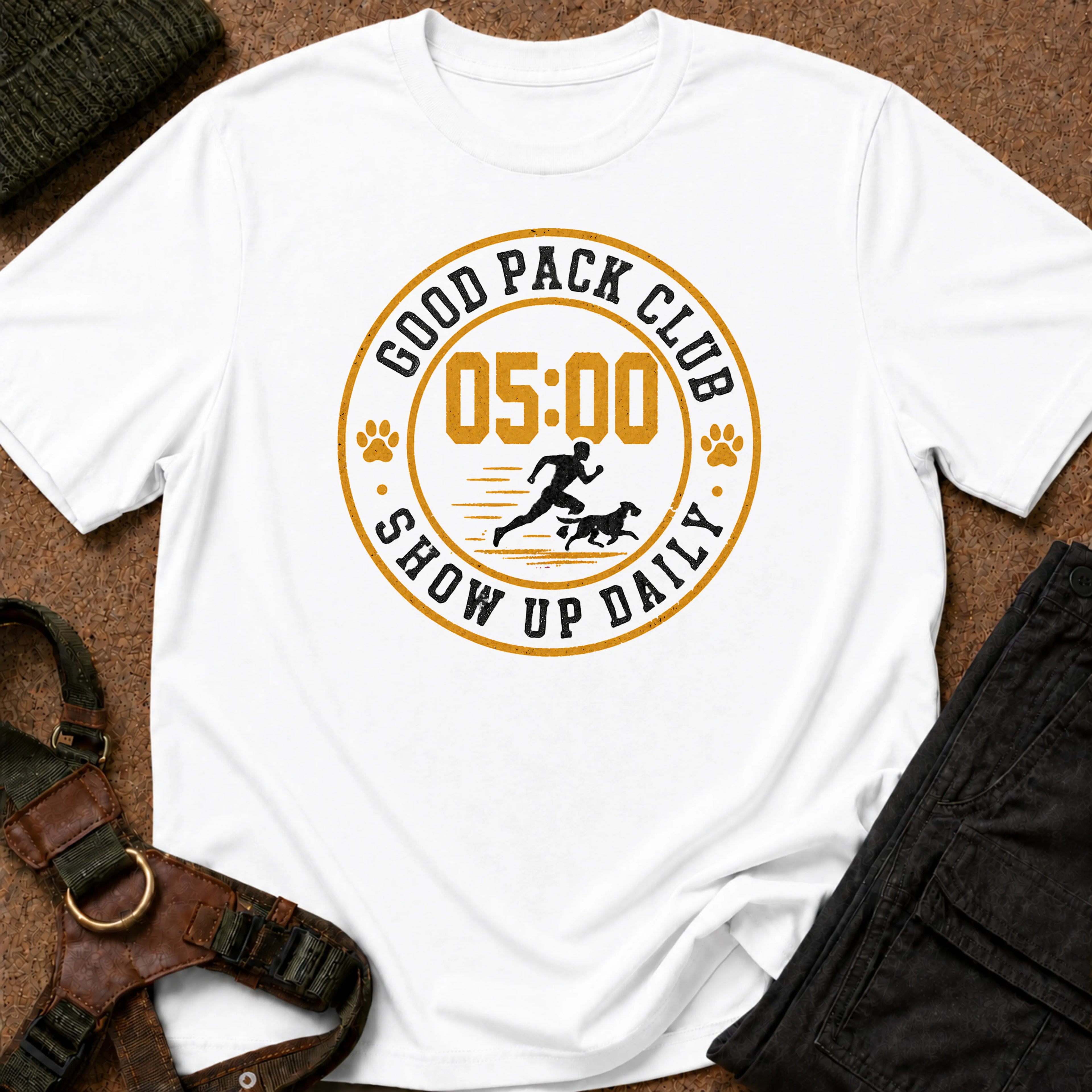 Show Up Daily Badge Tee